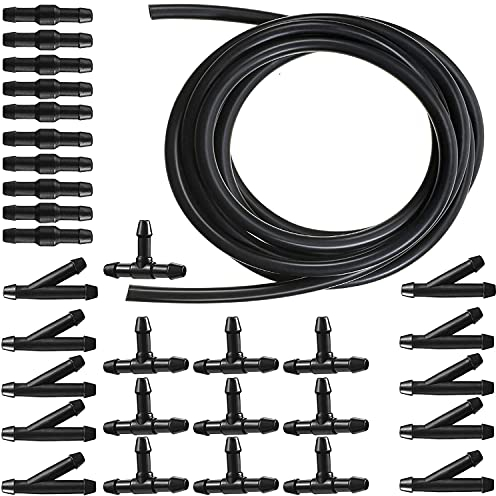 RUNCCI-YUN Schwarz 5m Wischwasserschlauch Reparaturset, Scheibenwaschanlage Schlauch, Automotive Isolierschlauch, Universal Mit 30 Stücke Schlauchverbinder