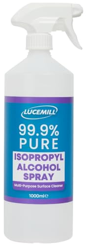 Lucemill 99.9% Isopropyl alcohol | 1 litre | Super Strength IPA First Aid Antiseptic | 99.9% Isopropyl Alcohol | Clear Liquid | Comes with Trigger Spray