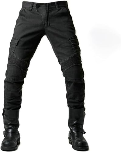 Earnmore Pantaloni da Moto, Pantaloni protettivi da Uomo, Realizzati in Traspirante Resistente all'Usura con 2 Paia di Protezioni per Fianchi e Ginocchia, Rimovibili Jean