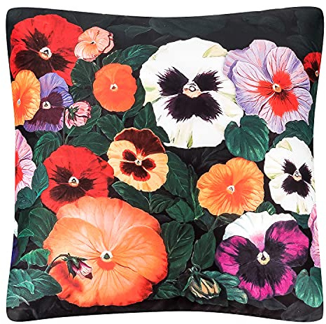 VON LILIENFELD Kissen Blumen Motiv Stiefmütterchen Dekokissen 40 x 40 cm Sofakissen Deko Haus Wohnzimmer Kissenbezug mit Füllung beidseitig Bedruckt