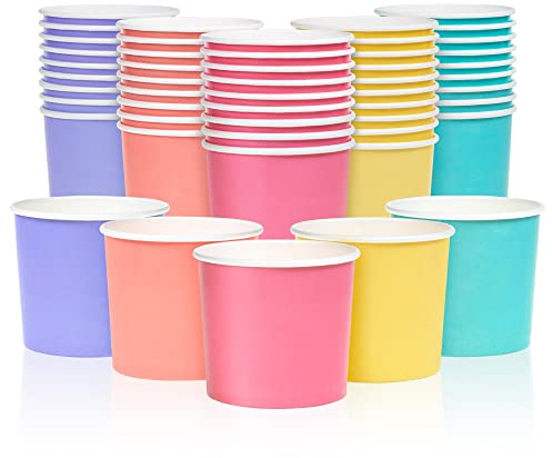 Papp-Eisbecher, 50er-Pack 325 ml Einweg-Dessertschalen für Heißes und Kaltes, 5 Pastellfarben