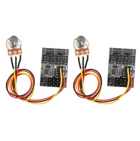 2 Stück PC Lüftersteuerung, 3 poliger 4 poliger Lüfteradapter, PWM Lüfternabe, PC Gehäuselüftersteuerung, PWM PC Gehäuselüfternabe, 8 Wege Splitter + 12 V Geschwindigkeitsregler