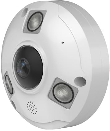 Vonnision 5MP POE IP Fisheye Camera, 1.44mm Lens 360° Viewing Angle Metal Panorama Camera, Mic. Audio in, 48ft Infrared Night Vision, Motion Detection, WDR, IP66 Water-Proof Indoor&Outdoor