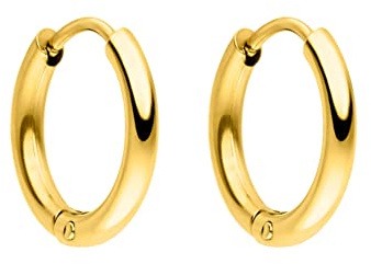 Purelei Spirit Ohrringe (Gold, Silber), Damen und Herren Ohrringe aus langlebigem Edelstahl, Kleine Wasserfeste Unisex-Creolen, 13 mm Durchmesser (Gold)