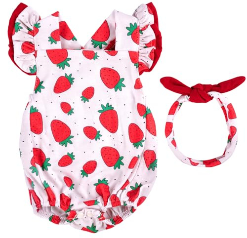 BABESIDE Reborn Baby Doll Clothes for 18-20 Inch Dolls, Strawberry Outfit