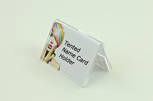 Pos Display Shop 10 x Double Sided A8 Landscape Tented Tent Shape Wedding Name Place Card Title Reserved Deli Sign Restaurant Cafe Table Number Price Label Ticket Holder Display Stand - Acrylic