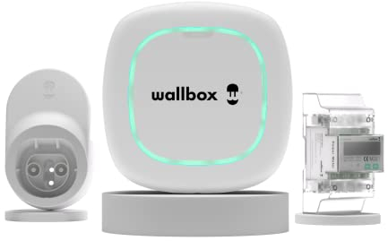 Wallbox Pulsar Max (Elektro-Fahrzeug-Ladegerät, Leistungsmesser und Dockkabel), 22 kW, 5 m, T2, Weiß, kompatibel mit Alexa und Google Home