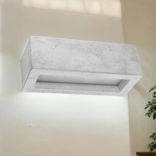 Licht-Erlebnisse Wandlampe Up Down B: 30 cm eckig Beton Glas E27 Grau eckige Wandleuchte innen Flur Wohnzimmer