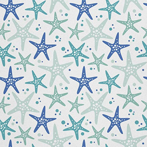 HEKO PANELS Stoff Oxford wasserdicht, Blaue Seesterne, 2 Meter 155 x 200 cm | Dekostoffe zum Nähen und Handwerken, blickdichte Möbelstoffe, Nähstoffe DIY, als Meterware erhältlich