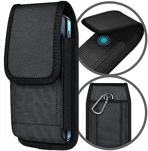 ykooe Magnetische Handy Gürteltasche, Nylon Hülle Schutztasche Gürtel Tasche Herren with Gürtelklammer Holster (4.7-6.2 Zoll), L