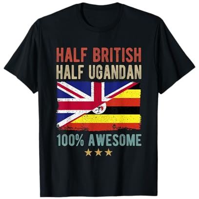 Britain Uganda Flag Half British Half Ugandan Flag T-Shirt