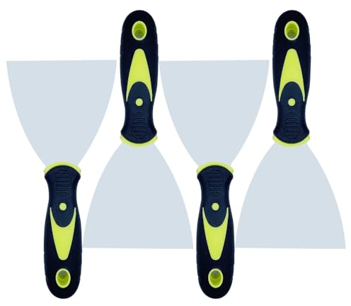 XINGSUI Malerspachtel-4 Stücke Rostfrei Putty Messer Spachtel,Rostfrei Gipser Spachtel mit Holzgriff,zum Tapeten und Wände Abkratzen(4 Zoll)