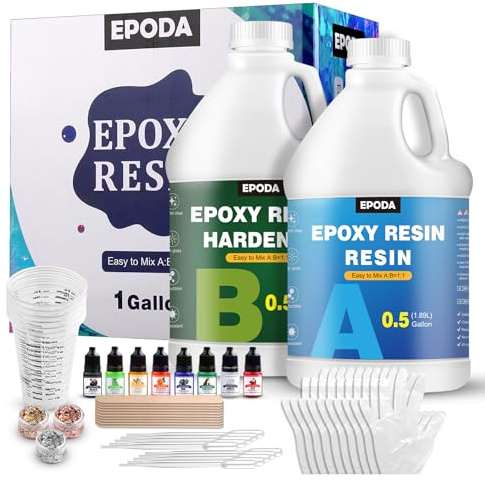 EPODA Epoxy Resin 1 Gallon for Art Coating Craft Casting, Epoxidharz mit Härter, Epoxidharz 1 Gallon/3.8 Liter, Resin GießHarz 1 Zu 1, Epoxidharz Set Anfänger