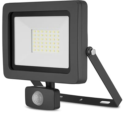 REV Außenleuchte FLARE - Wandleuchte mit Bewegungsmelder IP44, Wandbeleuchtung 30W, 2550 Lumen, 6500K, Erfassungswinkel 120° auf 9m, anthrazit