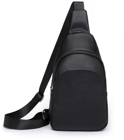 NAOYQ Damen Sling Bag, Schwarz, 29.97 x 19.05 x 5.08 cm, Kunstleder/Polyester, Damen/Mädchen, Female, Hochzeit, Casual, Minimalistisch, PU Leder, Reißverschluss, Schwarz, Crossbody Bag, Tasche