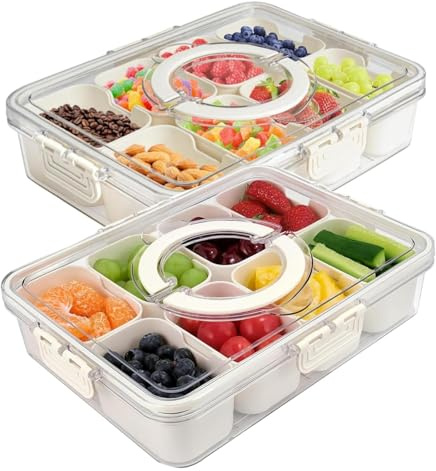 2PCS Contenitori per Alimenti,8 Contenitori per Snack per Alimenti per Picnic Viaggi Snack Frutta
