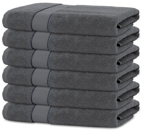 BANANALU 6 Handtücher Set 50x100cm 100% Baumwolle Gästehandtücher Handtuch Anthrazit