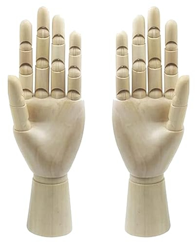 Remingtape Holzkünstler-Zeichenpuppe, Bewegliche Schaufensterpuppe mit Flexiblen Holzfingern, 2 Stück (10 – Linke Hand, Rechte Hand), Einfach zu Bedienen