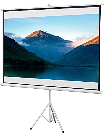 HOMCOM Pantalla de Proyector Manual con Soporte 100 Pulgadas Pantalla de Proyección Portátil Formato 4:3 para Interior y Exterior Cine en Casa Patio 203x152 cm Blanco