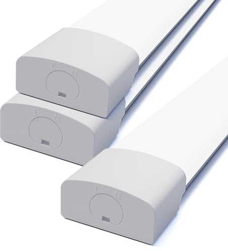 Amdelne 6000k 3PCS Led Batten Light, 4FT 120CM, 36W Plug in Wall Light Shed Loft Light, IP65 Plug in Ceiling Light Strip for Garage Lighting, Office, Bedroom, Kitchen, Shed,Outdoor,Tube Light
