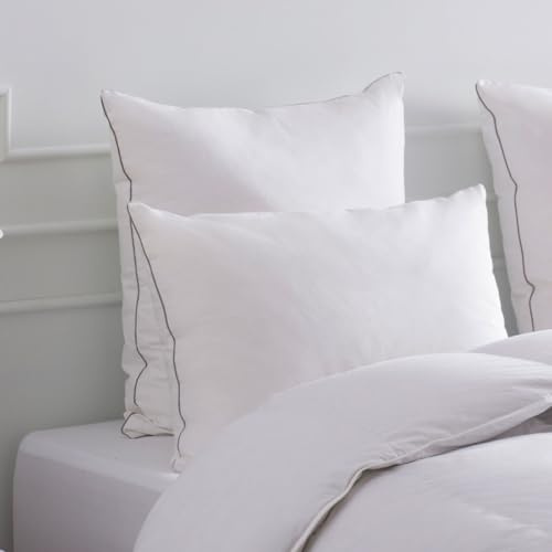DROUAULT - Oreiller Meridien 60 x 60 cm - 30% Duvet - Ferme - Traitement Anti-Acariens Proneem - 70% Plumettes - Enveloppe Percale 100% Coton 91 Fils/cm² - Confort Naturel