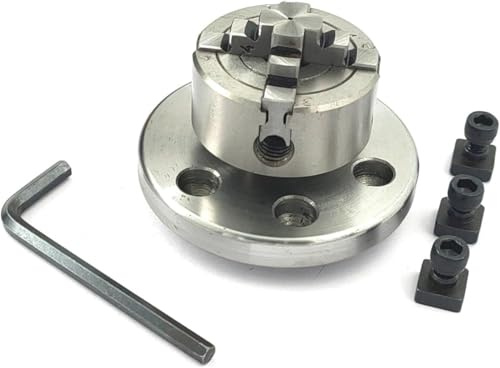 BUYOHLIC Mandrini piccoli per tavole rotanti da 3 I 80 mm e 4 pollici I 100 mm con piastre posteriori in acciaio e mini torni (mandrino indipendente a 4 ganasce da 50 mm M14 x 1)