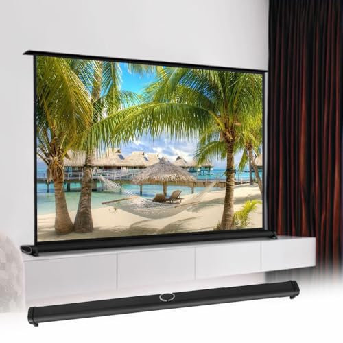 IMUNKT Manual Pull Up Projector Screen 30 40 50in Tabletop Portable Projection Screen Movie Screen For Outdoor Travel, Mini/Floor Standing(50(16:9))