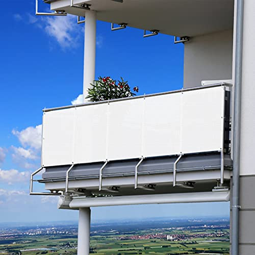Outdoor Terrassenüberdachung, Sonnensegel, 80 x 600 cm, Anti-Peeping, Anti-Regen, Schatten, Stoff, Gartensegel, UV-Schutz, mit Gratis Seil, Weiß