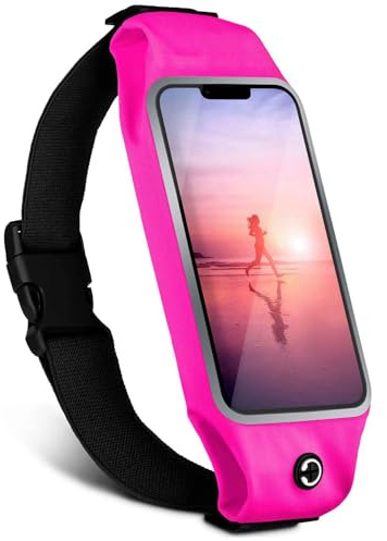 moex Handy Laufgürtel für Motorola ThinkPhone 25 Lauftasche Jogging Tasche Wasserdicht, Running Belt Touch Fenster leicht, Laufgurt Handytasche zum Joggen Bauchtasche Sport, Pink