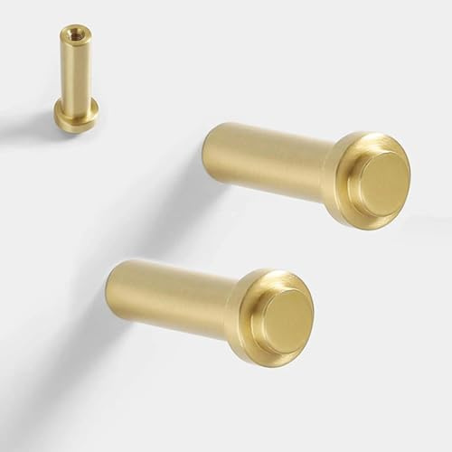 Yongst 2Pcs Wall Mounted Coat Rack | Brass Hook | Pure Copper | Kitchen Bathroom Bedroom Gold Hook | Hang Coats Towels Robes Wallets | NO.142