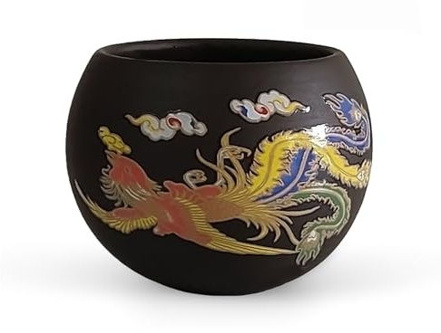 NIUKOMY Yixing Zisha Teetasse, Chinesische Farbwechselnde Teetassen Kleine, Handgefertigte Kung Fu Lila Ton Teebecher, Phönix(Ohne Geschenkbox)