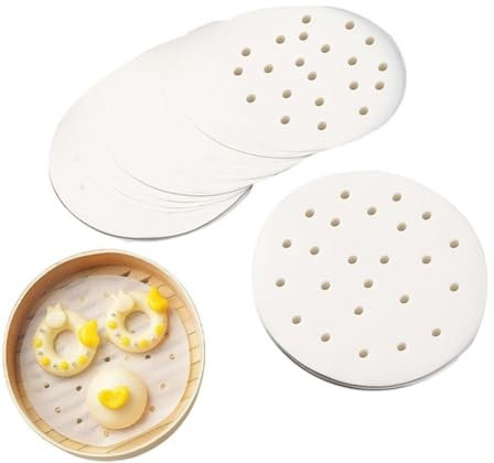 200 Airfryer-Papiere, Antihaftbeschichtung, verwendbar als Bambusdämpfer, Heißluftfritteuse, Dampfgarer, Airfryer-Einlage, rundes Backpapier, gesundes Kochen, Backofenzubehör, Airfryer