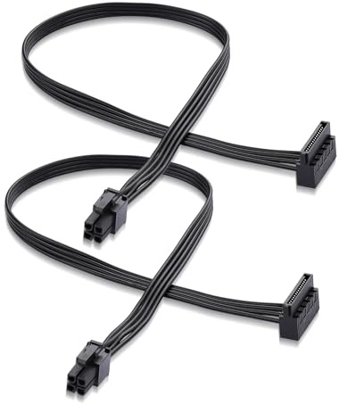 ELFJMZP 2er-Pack 40 cm 4P-zu-SATA-Stromkabel 18 AWG verzinnter Kupferdraht, SATA 15-poliger zu 4-poliger Adapter für HDD, SSD, DVD-Laufwerk, PC-Stromversorgungskabel-Set