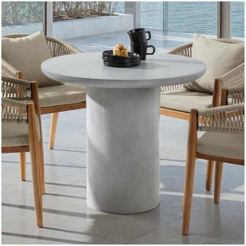 tectake® in- und Outdoor Beistelltisch, Tisch rund als Tisch Wohnzimmer, Indoor, Outdoor und Garten, runder Esstisch, Küchentisch, Gartentisch wetterfest, Balkontisch