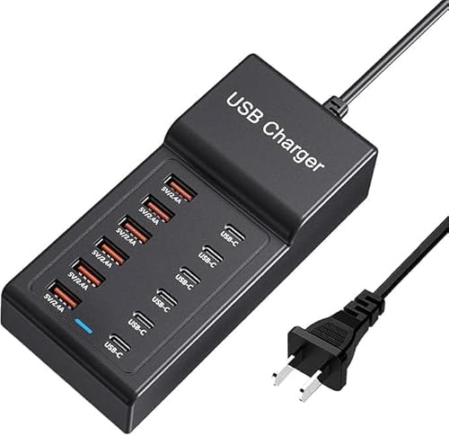 Multi USB Charger USB C Charging Station Block 50W 12 Ports Multiple USB C Hub USB Charging Strip for iPhone 13/14/15/16/Smartphone/Tablet