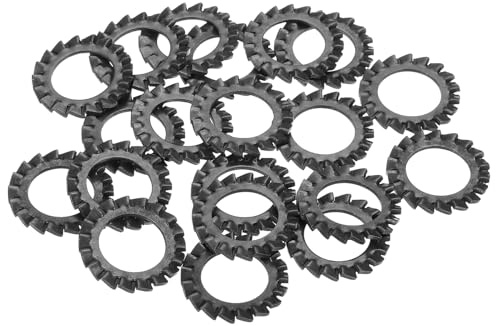 sourcing map 20 arandelas de bloqueo de dientes externas, arandelas de bloqueo dentadas de acero al carbono M14 para tornillos de equipo mecánico, color negro