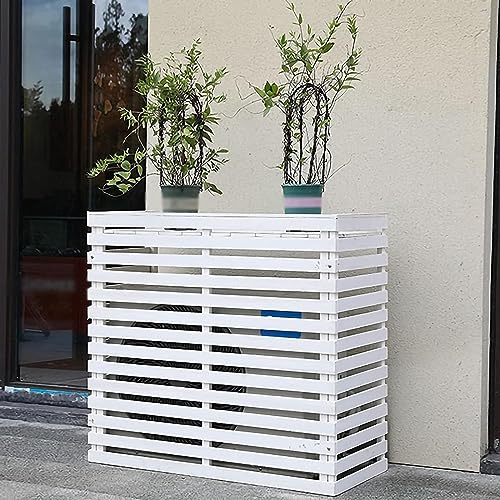 XAXIAMZ Wooden air Conditioner Cover Outdoor Wooden Air Conditioner Rack, Solid Wood Air Conditioner Cover, Outdoor Plant Storage Room, Lattice Wooden Air Conditioner Cover Shut