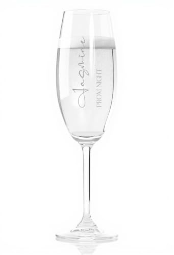 ukgiftstoreonline Personalised Prom Night Champagne Flute Glass, 18 cm Tall, Glass Gift Box Included