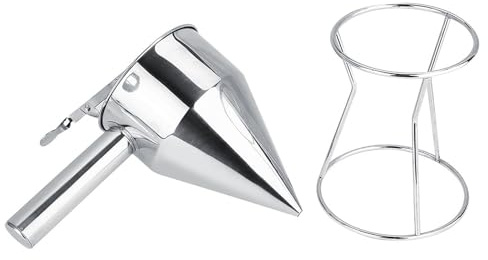 Stainless Steel Baking Funnel with Drip Rack | Expert Flow Management for Cakes & Desserts | Commercial Grade Kitchen Tool for Bakeries/Home Use | Textured Finish