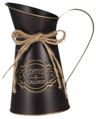 Sharplace Jarra de Flores Rústica, Porta Flores Decorativo, Jarrón de Jarra de Leche Antigua, Jarrón de Granja para Jardín, Boda, Decoración de Cocina, Negro, Individual