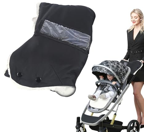 Erconsso Kinderwagen-Handwärmer – wasserdichte Fäustlinge mit transparenter Tasche, Winter-Babywagen-Handschuhe, für Wintersport, Motorradfahren, Gartenarbeit, Camping, Pendeln, tägliches Reiten