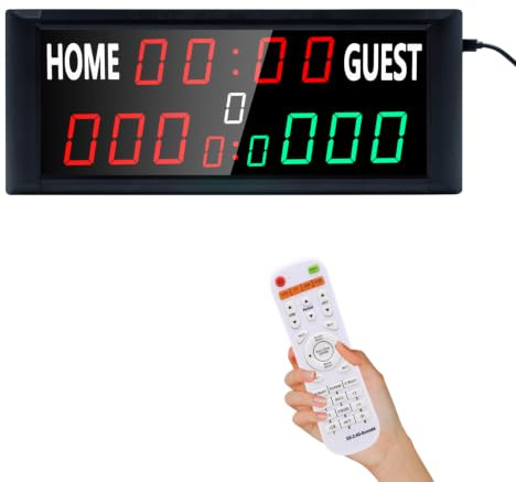 Ousmile Tragbare Elektronische Anzeigetafel, 39,4 * 4 * 15,8cm, 13-stellige Basketball Punktezähler mit Uhr, Tischtennis Zähler Digital Scoreboard für Volleyball, Cornhole, Badmin Football
