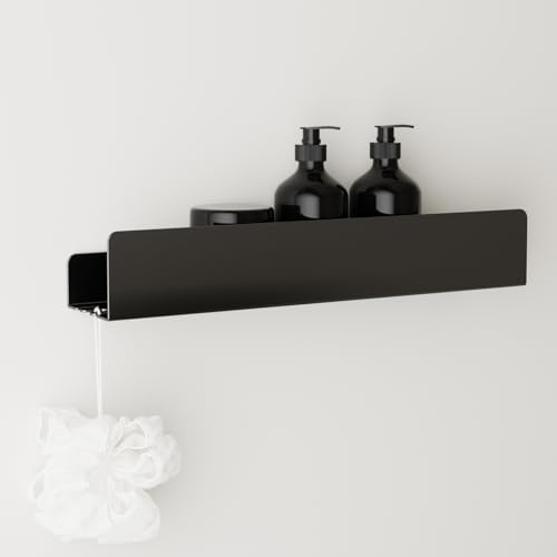 REKITA Duschablage ohne Bohren,Badezimmer Organizer 40 cm,Duschablage Edelstahl,Shampoo Halterung für Dusche,Hängeregal,Badregal Schwarz