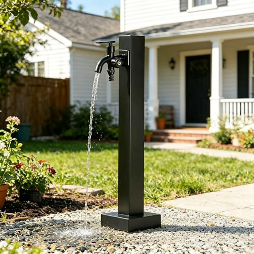 Colonne d'eau de jardin autoportante,Robinet à colonne d'eau extérieure résistant au gel,distributeur d'eau en acier inoxydable,fontaine d'eau pour terrasse,irrigation agricole 60cm Noir F