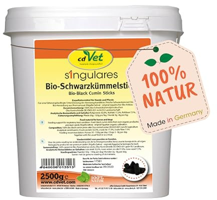 cdVet Naturprodukte Singulares Bio-Schwarzkümmelsticks 2,5 kg - Hund, Pferd - Stärkung der Darmflora+Immunsystem+Atemwegskondition - Bio-Herstellung - frei von Konservierungs-, und Zusatzstoffen -