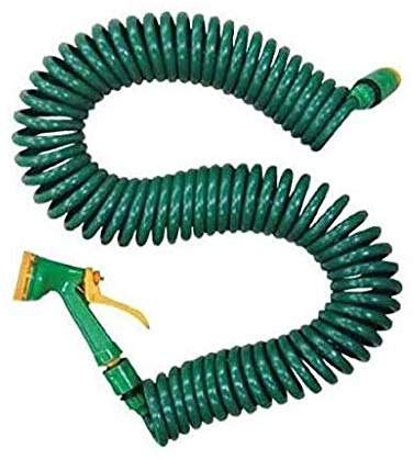 Garden Mile 15m Coil Hosepipes for Garden Lightweight and Durable Anti Kinking Garden Hose Pipe with Spray Gun Heavy Duty Coil Hose Pipe for Plant Watering Car Cleaning