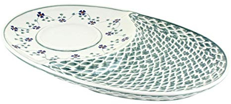 Blue Rose Polish Pottery - Green Sage Floral Breakfast Plate - 11.5 Long - Unique Plate for Bagels, Soup & Sandwhiches, Morning Tea