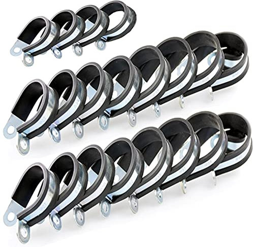 20 Stk Kabelklemme Mit Gummi Ausgekleidete P-Clips Edelstahl-Kabelklemme Schlauchrohrklemme Gummidrahtklemme Rohr- / Drahtseil-Installationsklemme Für Schiffselektrik-Fahrzeugschlauchkabel,22mm