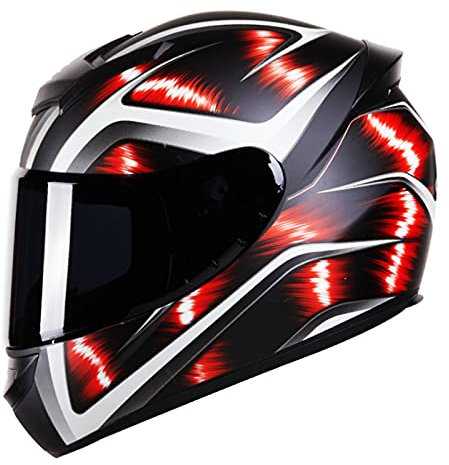 Modular-Helm Integralhelme Flip-Up Mopedhelm Jet Motorrad-Helm Rollerhelm Erwachsener Herren & Damen Sturzhelm DOT-Zertifizierung Full-Face Motorcycle Helmet Klapphelm,Rot,XL