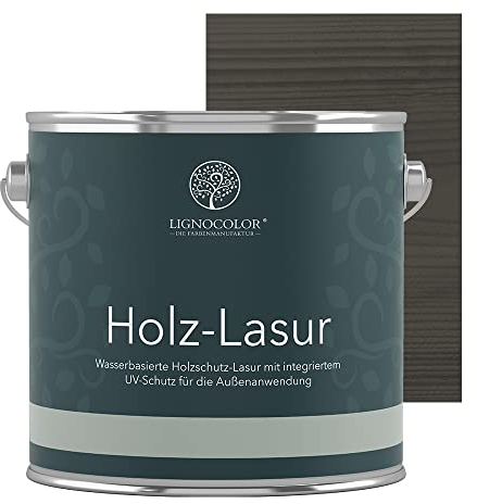 Lignocolor® Holzlasur 2,5L (Graphitgrau) Holzschutzlasur für Außen & Innen Wasserbasis – Andere Farbtöne verfügbar